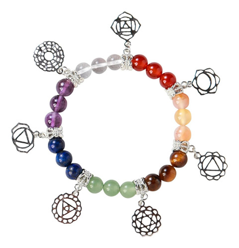 Rjingshi 1pcs 7 Chakra Healing Crystal Pulsera Ajustable Pie