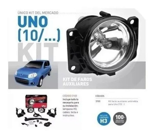 Kit Faro Auxiliar Fiat Uno Way Cargo 2010 Al 2016 C/soporte