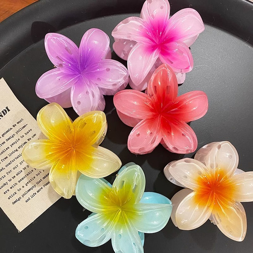 6pzs 4cm Pinzas Para El Pelo Forma Flor De Plumeria Hawaiana 6 Piezas