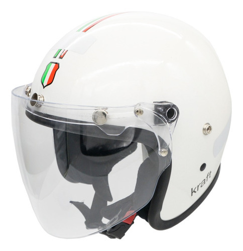 Capacete Kraft Moto Aberto Old School Viseira Full Face Cor Viseira Cristal Tamanho do capacete M - VESTE 57/58