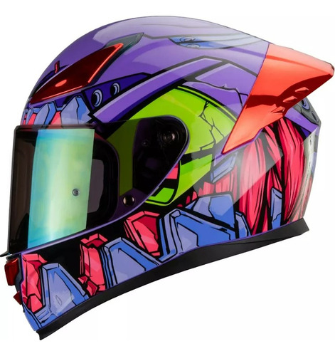 Casco Moto Integral Hax Onix Eva 01 / Evangelion Dot Brillo Violeta Oscuro Eva 01 / Evangelion Xxl
