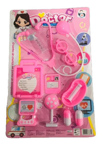 Kit Médico Brinquedo 11 Peças Meninas Plástico Divertido