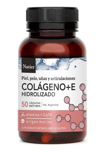 Colágeno + Coq10 + Vitamina E, Piel Pelo Uñas Natier 50cap