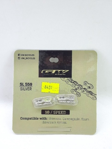 Conector Empate Cadena Gw P/bicicleta 10 Vel Silver Sl 559