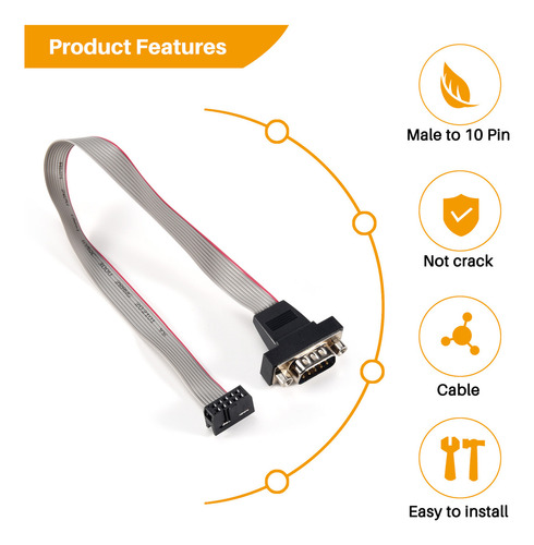 Ll Adaptador De Conector De Cable Plano Db9 Rs232 A 10 Pines