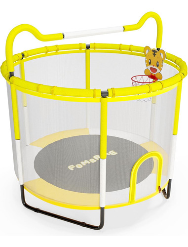 Trampolín Para Niños De 114 Cm Con Red Y Aro De Baloncesto