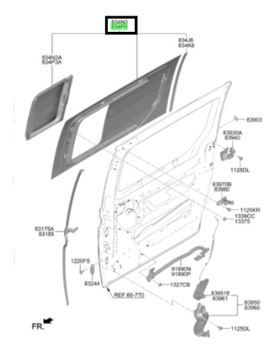 Vidrio Puerta Tras Derecho Original Hyundai Staria 2021 2024