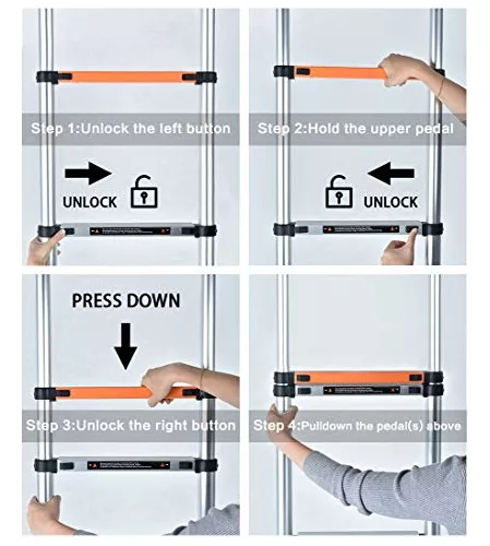 Extensión de escalera telescópica multiusos, de aluminio, plegable,  industrial, compacta, de 18.5 pies, para uso diario o de emergencia,  portátil