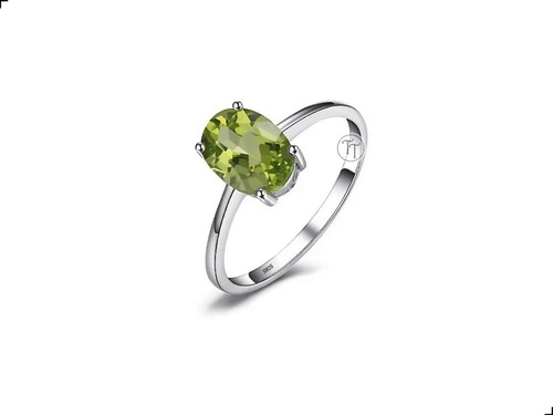 Anillo Peridoto Natural 1.45 Ct En Plata Esterlina 925 # 6