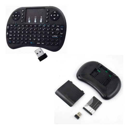 Mini Controle Led Teclado Sem Fio Tv Box Al- 313 Mouse Preto Teclado Preto
