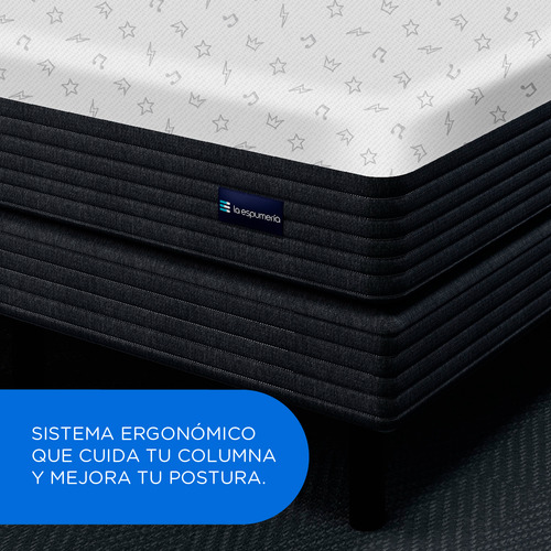 Colchón 2 plazas de espuma La Espumería Freestyle box gris claro - 140cm x 190cm x 20cm