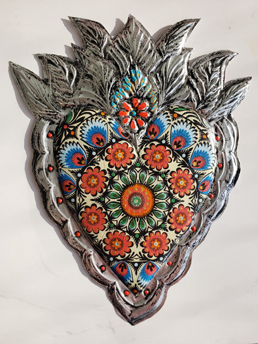 Corazón Mexicano Hecho A Mano, Artesanía Decora. Mandala