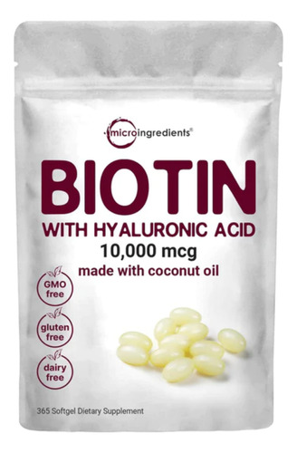 Imagen 1 de 7 de  Biotin Biotina Plus Cabello Barba + Acido Hialuronico 365ct