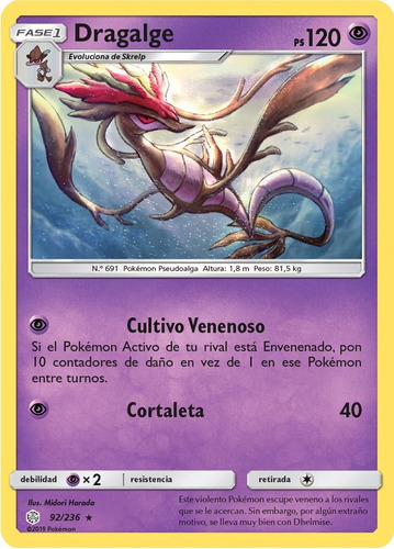 Cartas Pokemon Dragalge 92/236 Español Reverse Cec