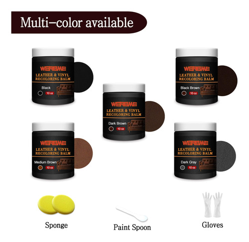 Bálsamo Recolorante Para Cuero Werbme Black 300 Ml, Tinte Pa
