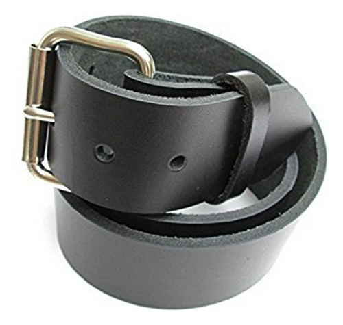 Mens Heavy Duty Black Leather Belt 1 3/4  Wide