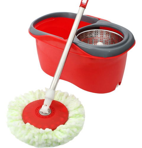 Mopa Trapeador Giratoria 360 Hogar Tambor Metalico Con Paños