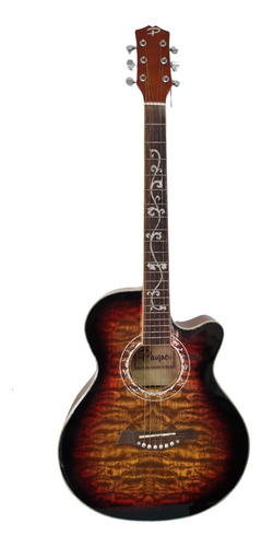Outlet Guitarra Acustica Parquer Flower Inlay Con Corte (Reacondicionado)