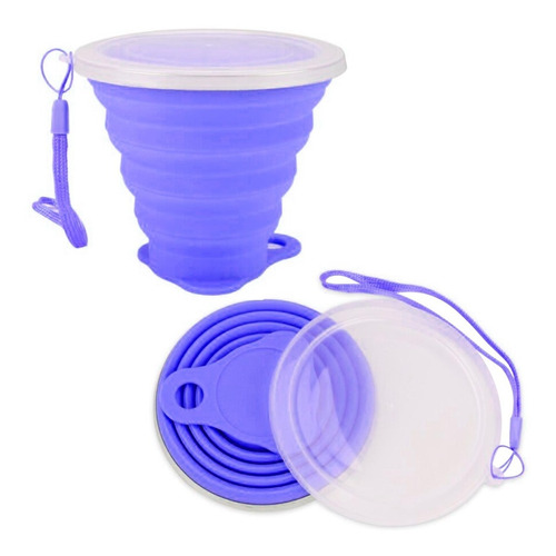 Vaso Plegable De Silicona Con Tapa Portable Reusable 270 Ml