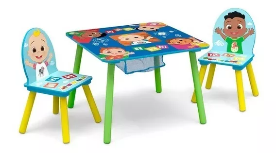 Mesa Infantil Con 2 Sillas Espacio Para Almacenar Cocomelon