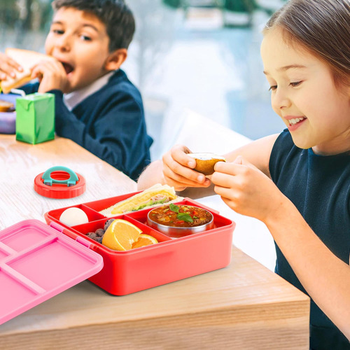 Caja Bento Para Niños Con Termo De Sopa De 8oz - 4 Compartim