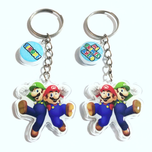 Super Mario Bross Y Luigi Llavero Personalizado Cumple
