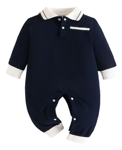 Conjunto De Mameluco Y Algodón Elegante Para Bebé De 0-12m Azul Oscuro 3-6 M