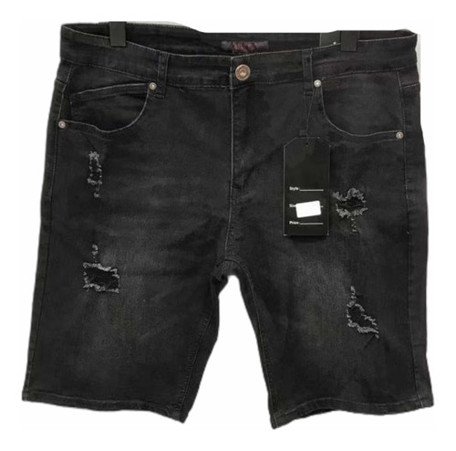 Short Jeans De Hombre, Destroyed, Elasticado Moda Hombre