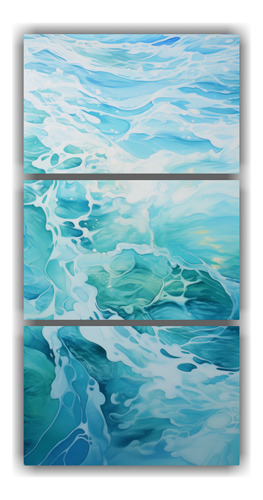 75x150cm Cuadro Abstracto Mar: Esencia Rítmica Y Calma