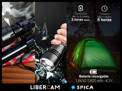 Imagen 3 de 6 de Linterna Tactica Led Militar Spica X40 Bateria Recargable