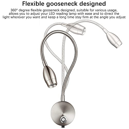 Luces De Lectura Led, Lámpara De Pared Con Cuello De Cisne F