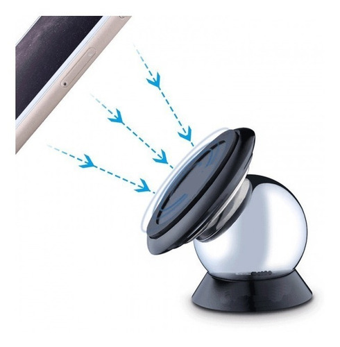 Imagen 1 de 8 de Porta Celular Esfera Magnetico Tablero Adhesivo Iman Negro