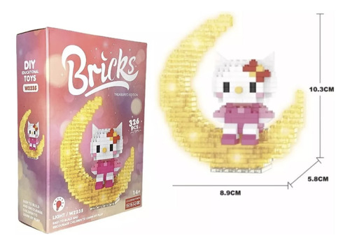 Set Bloques Armables Hello Kitty Con Led +50 Stickers Sanrio