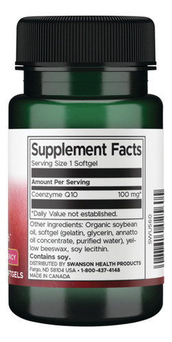 Swanson Suplemento de CoQ10 100mg por cápsula, 50 Cápsulas para 2 meses