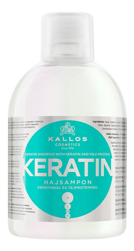 Kallos Shampoo Keratin 1000ml Queratina Y Proteína De Leche