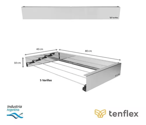 Tendedero plegable de pared. Acero inoxidable