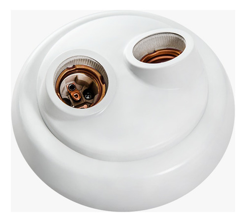 Kit 5 Plafon Redondo Duplo Bocal Porcelana E-27 Branco - Opl