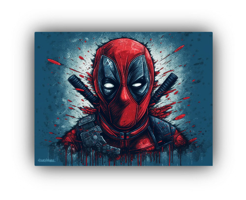 Arte De Pared Dibujo Deadpool Ryan Reynolds 45x30cm