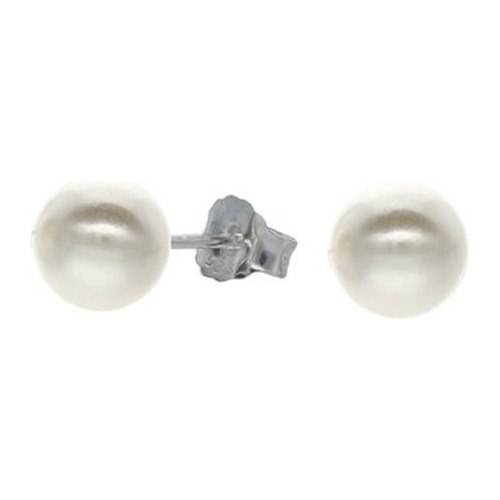 Aros Perlas 6 Mm Apegado Plata Italiana 925