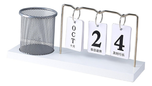 Calendario De Escritorio Con Portalápices Calendario Plata
