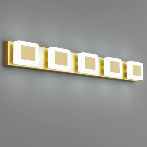 Luz De Baño Led Regulable Sobre Espejo Acrílico Dorado