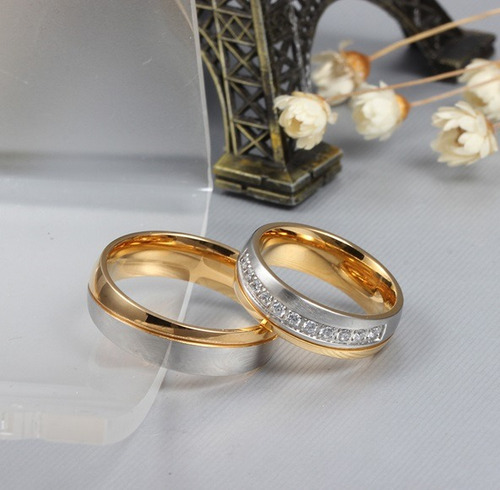 Anillo Elegante De Acero Para Bodas- Compromisos.