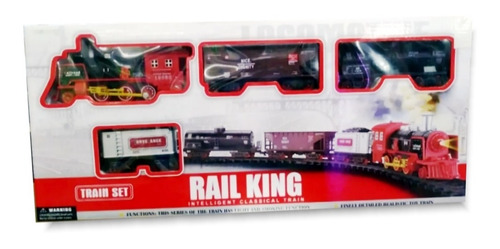 Tren A Pilas Rail King Set 3 Vagones- Con Luz Y Humo