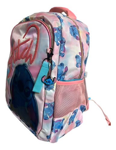 Mochila Escolar Primaria Stitch Truzt Color Rosa Diseño De La Tela Lisa