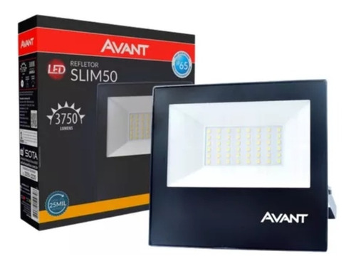 Refletor LED Avant Slim Refletor LED 50W com luz branco-quente e carcaça preto 110V/220V