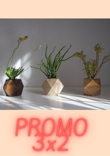 Promo Maceta Tipo Nórdica De Madera Diseño Geo
