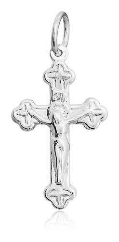 Pingente Joia Em Prata 925 Cruz Trabalhada Com Cristo Cor Prateado