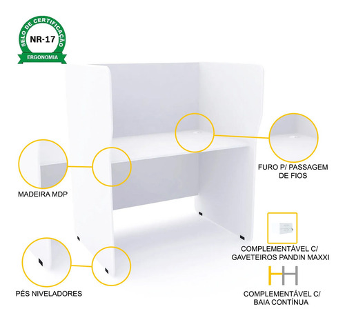 Baia Telemarketing Simples Inicial Pandin Maxxi - Branco Branco