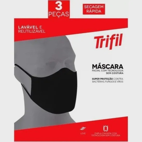 6 mascarillas Trifil negras contra bacterias y hongos de color negro