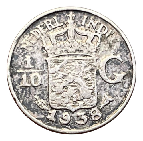 Moneda Indias Holandesas. 1938. 1/10 Gulden - Km#318 (Usado)
